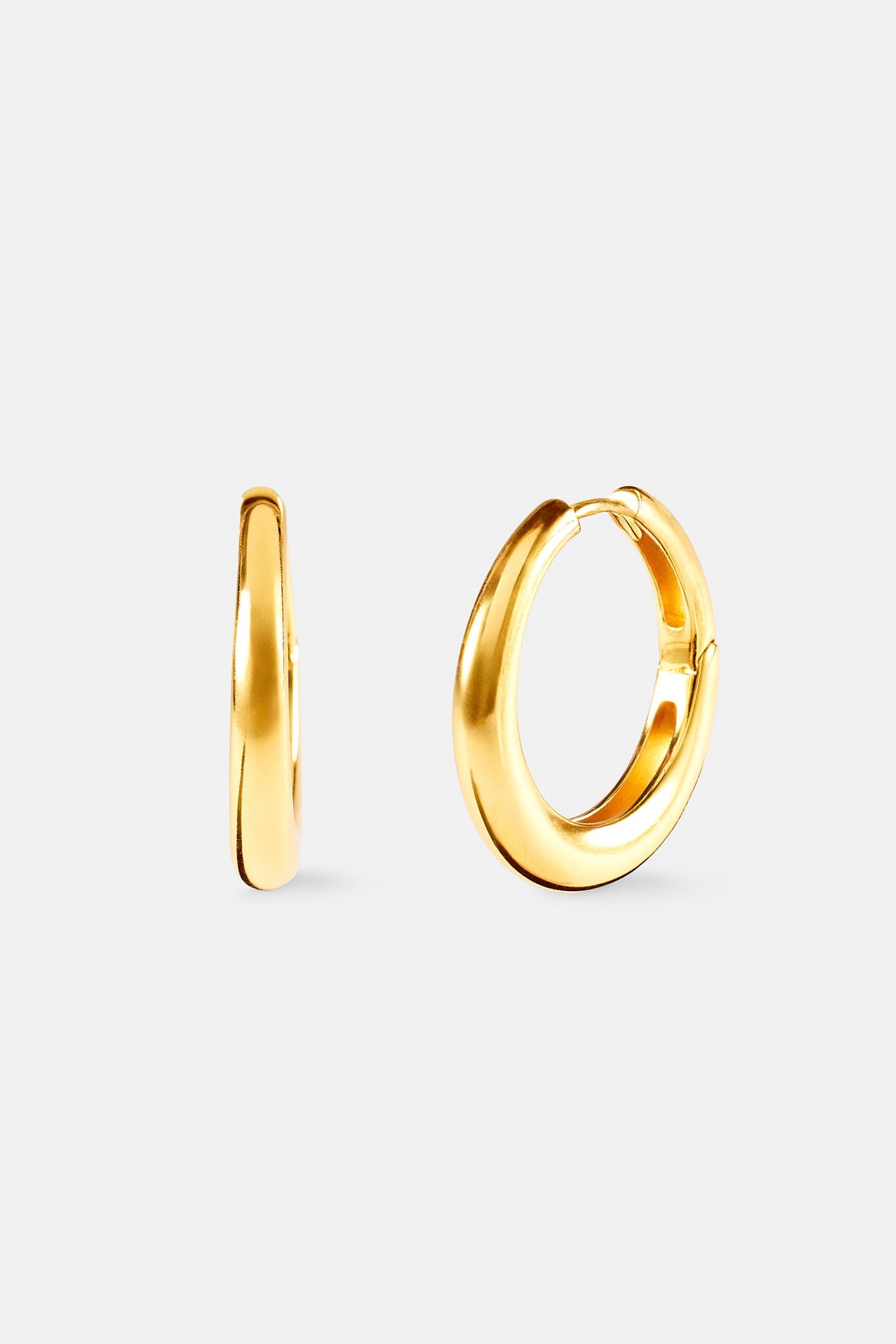 Polished Drop Hoop Earrings - 20mm