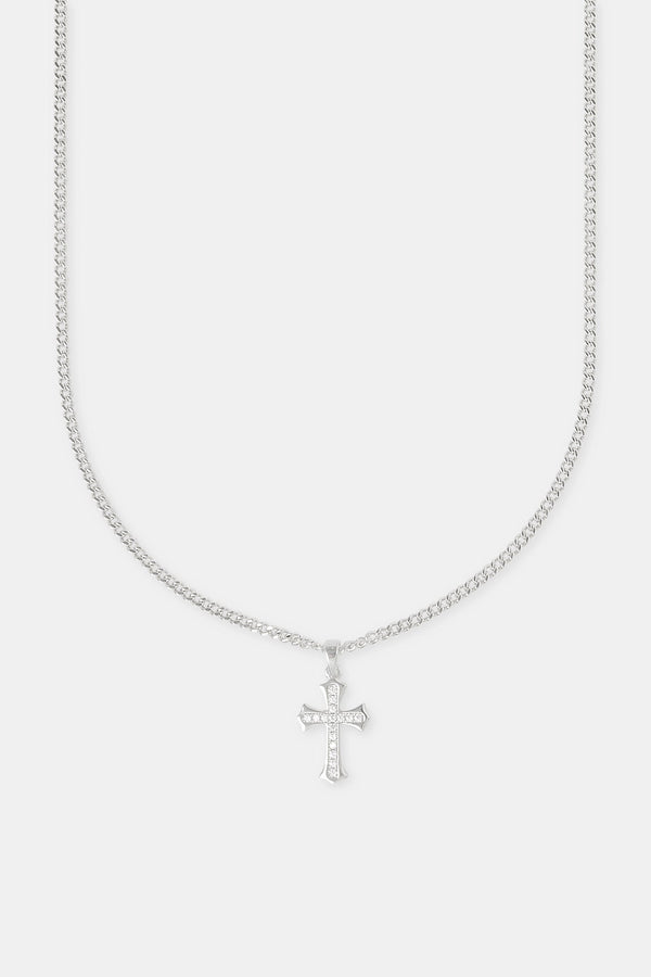 Polished Edge Iced Cross Cuban Necklace - 25mm