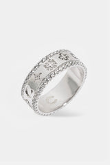 Polished Motif Outline Band Ring - 8mm