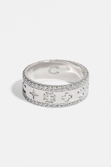 Polished Motif Outline Band Ring - 8mm