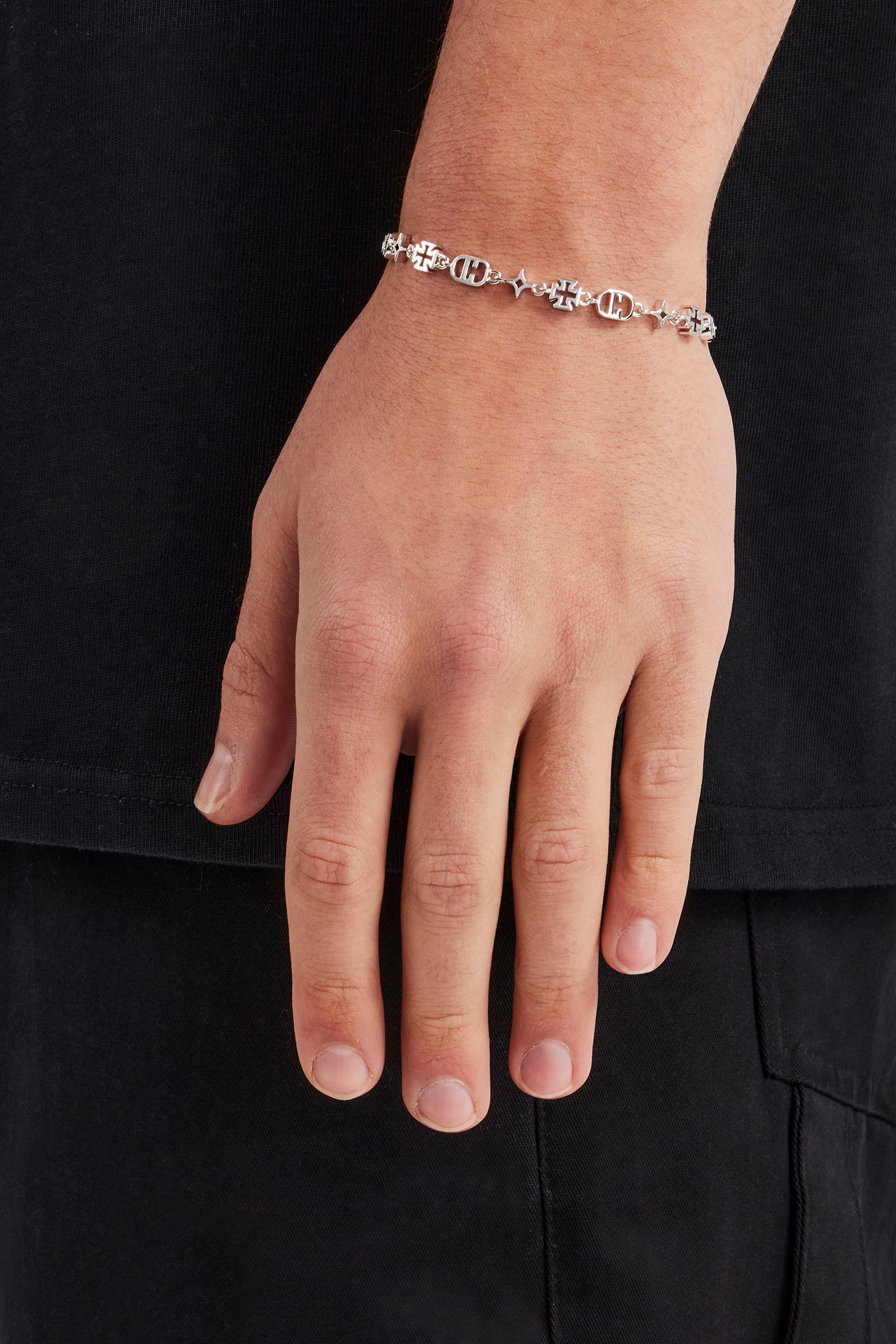 Polished Mixed Motif Bracelet - 6mm