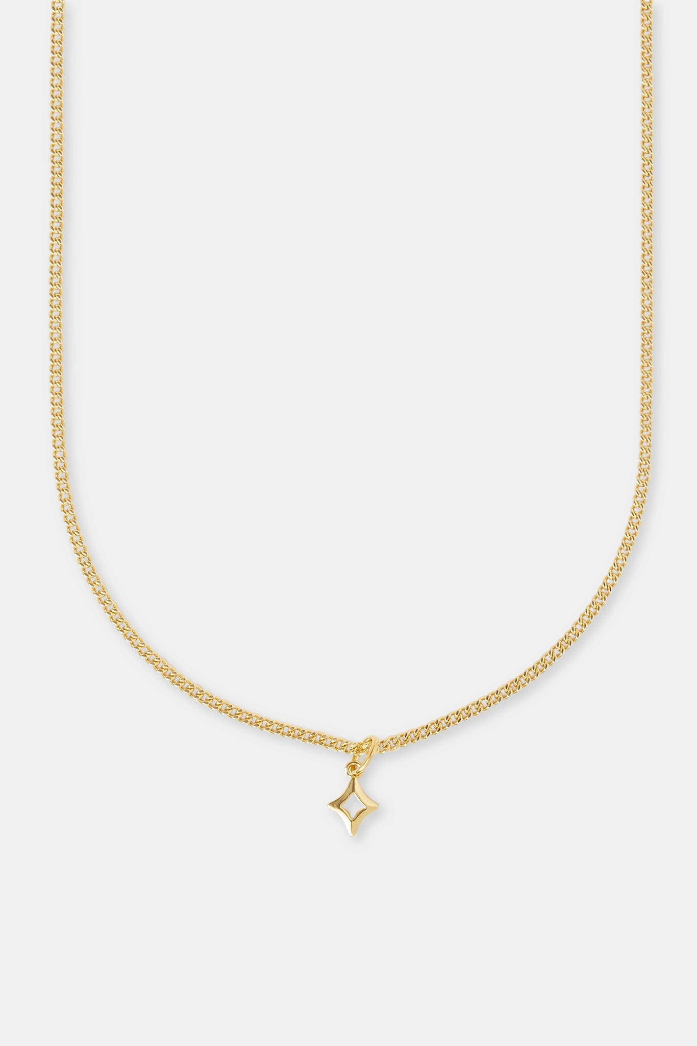 Polished Star Outline Necklace - 10mm - Gold