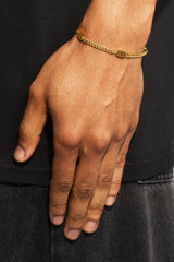 Polished Tab Miami Cuban Bracelet - 3.5mm - Gold