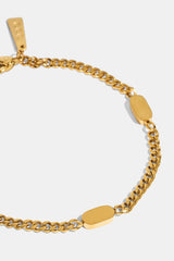 Polished Tab Miami Cuban Bracelet - 3.5mm - Gold
