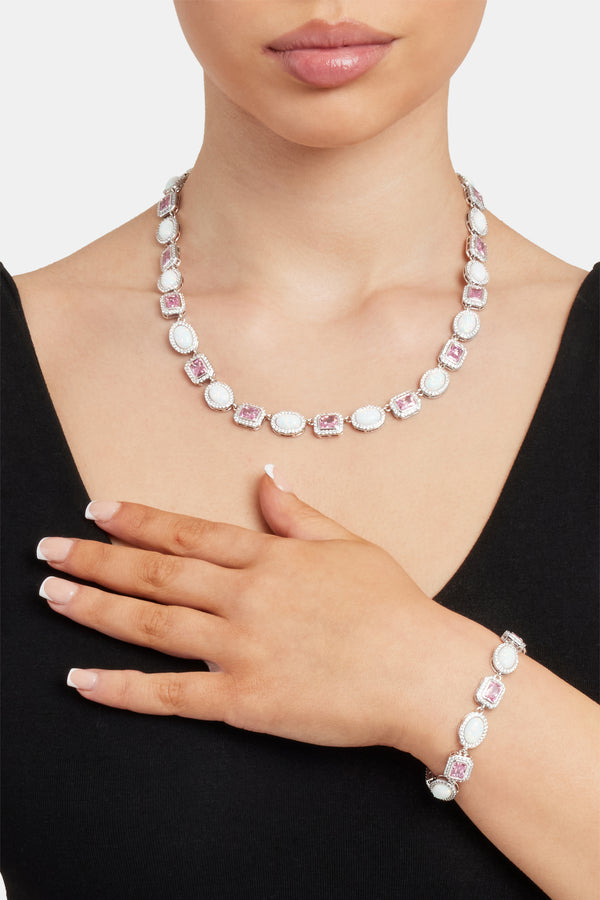 Opal & Pink Gemstone Chain & Bracelet