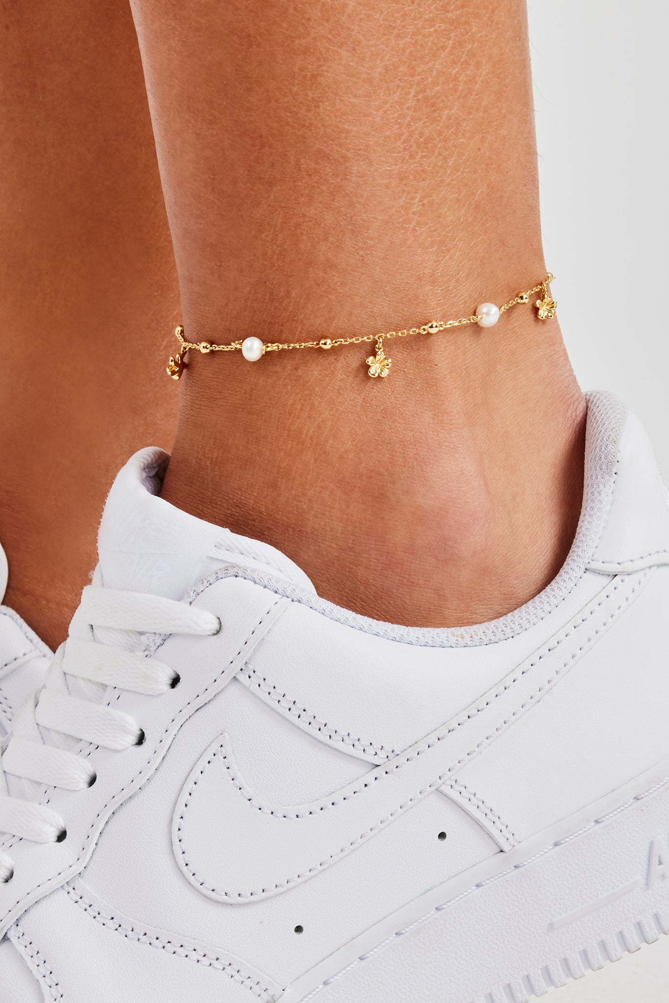 Pearl Flower Anklet - 3mm