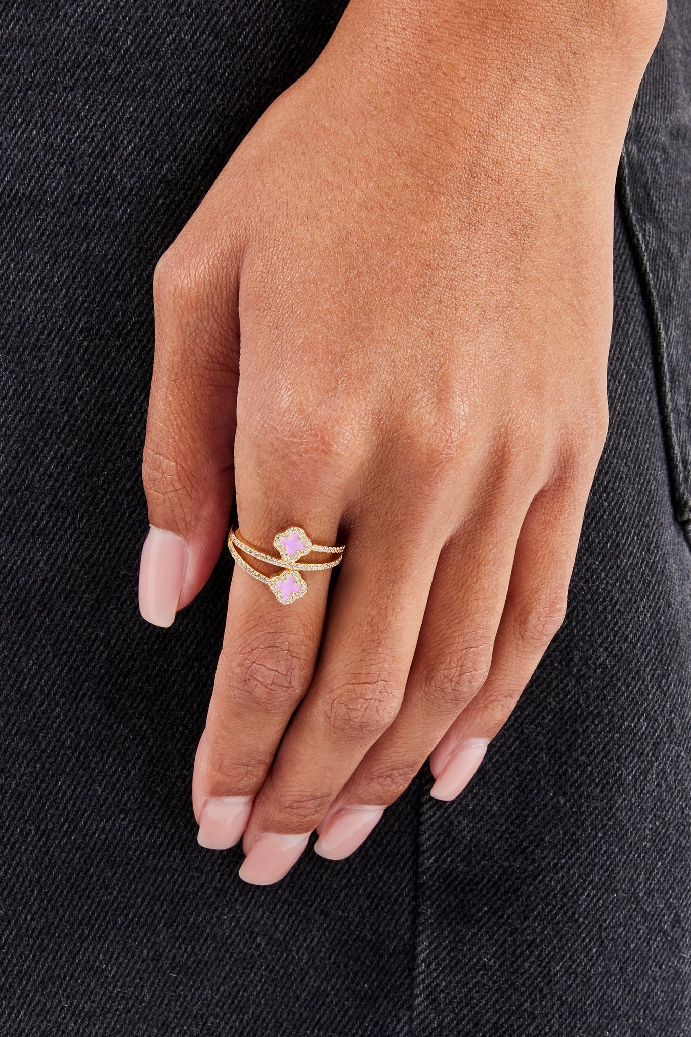 Pastel Lilac Motif Twist Ring - 15mm