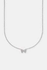 Iced Purple Butterfly Necklace - 15mm