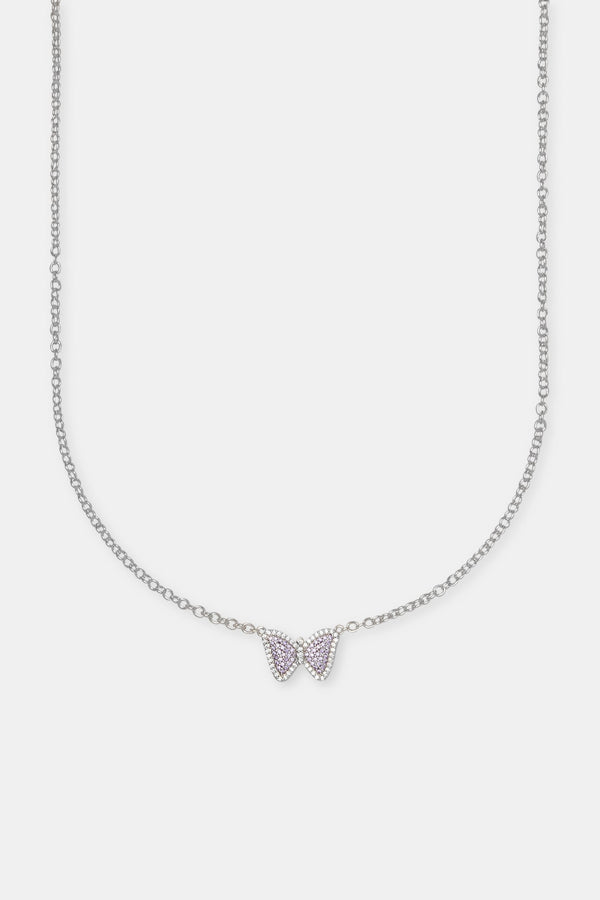 Iced Purple Butterfly Necklace - 15mm