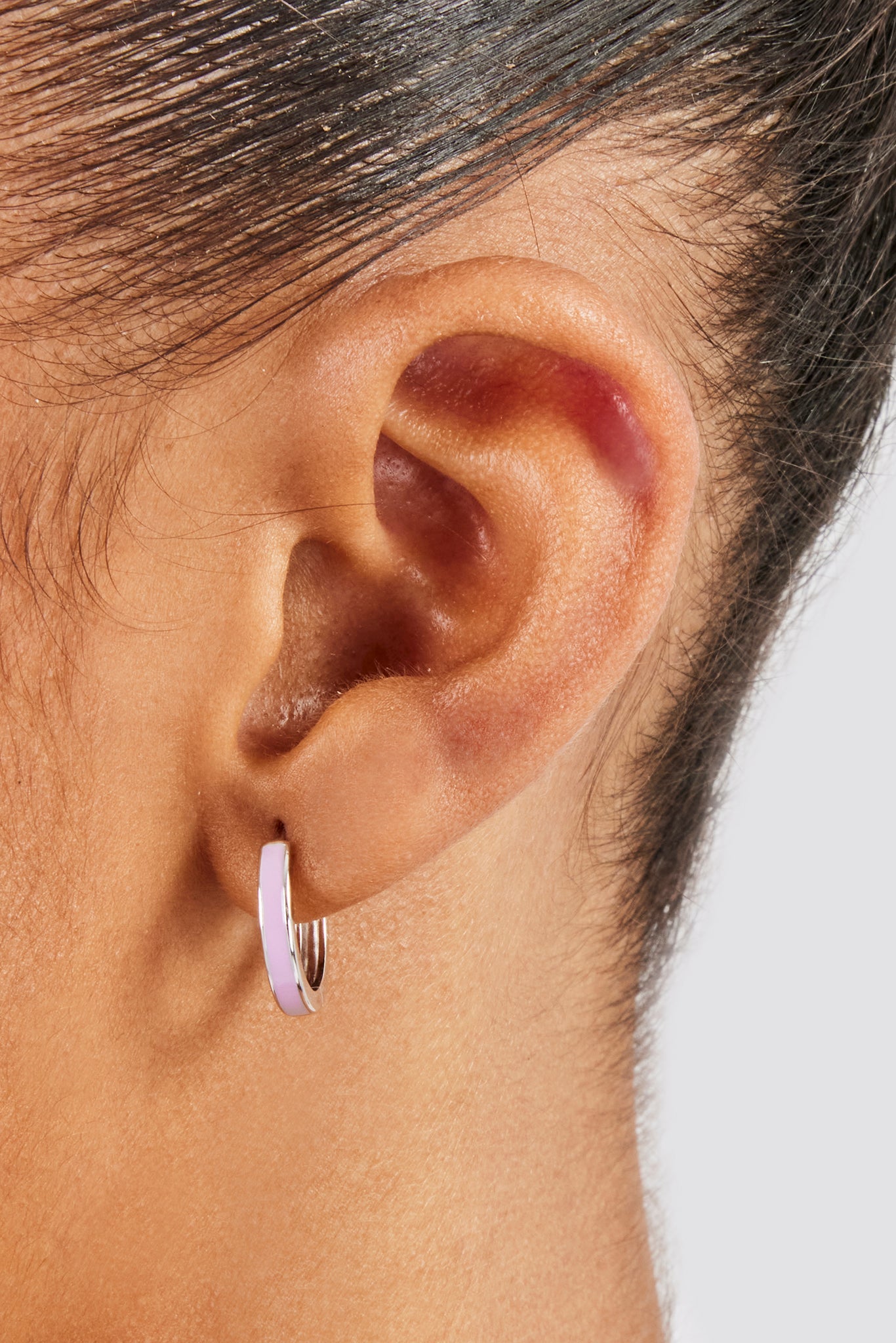 Purple Enamel Huggie Earrings - 15mm