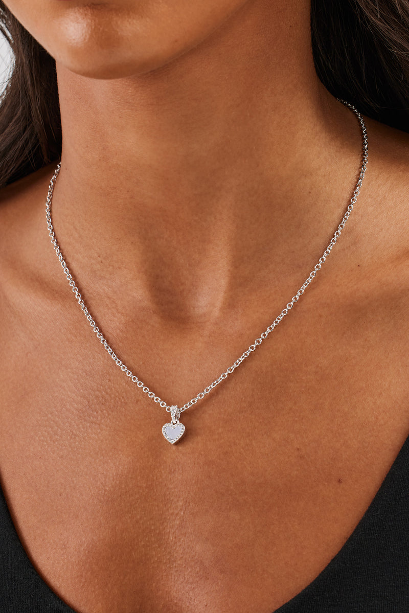 Purple Agate Heart Necklace - 8mm