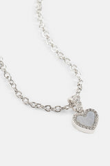 Purple Agate Heart Necklace - 8mm