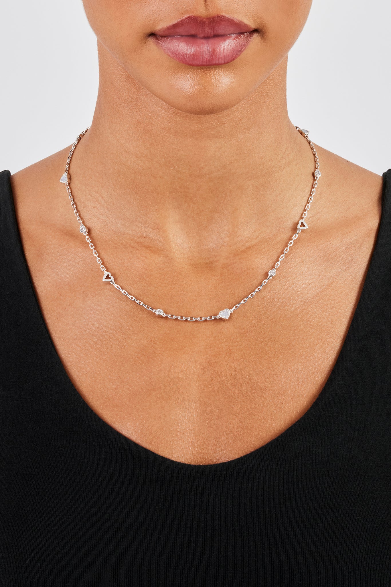 Purple Agate Heart Mix Rolo Chain - 8mm