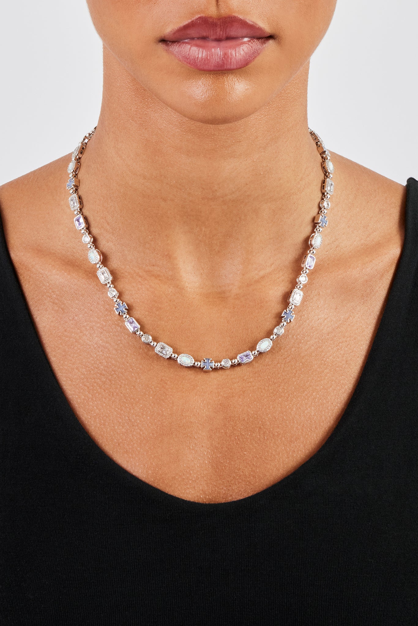 Purple Agate & Clear Multi Gemstone Chain - 6mm