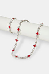 Red Motif Tennis Chain & Bracelet - 5mm