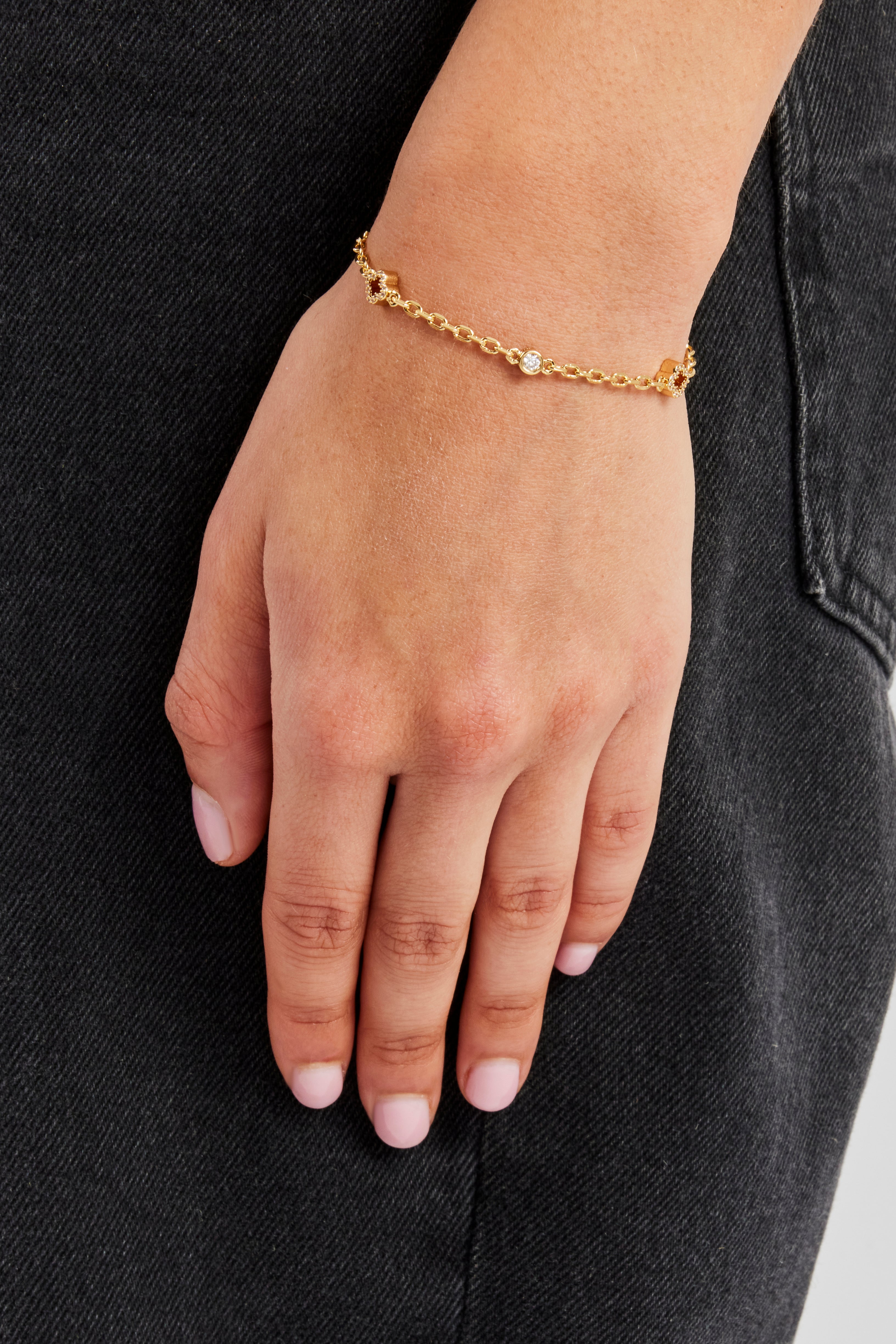 Iced Motif Outline Rolo Bracelet - 6mm