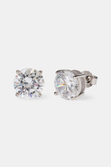 Round Cut Stud Earrings - 10mm - White
