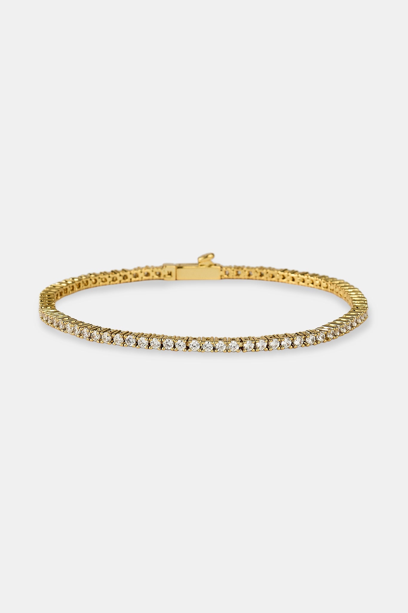 Clear CZ Tennis Bracelet - 2mm - Gold