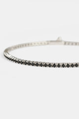 Black CZ Tennis Bracelet - 2mm - White