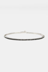 Black CZ Tennis Bracelet - 2mm - White