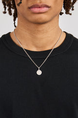 Iced Cross Disk Necklace - 13mm - White