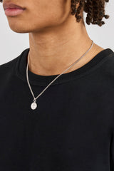 Iced Cross Disk Necklace - 13mm - White