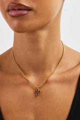 Chocolate CZ Stone Cross Necklace - 2.5mm - Gold