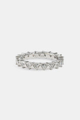 Polished & Iced Triangle Ring - 3mm - White Gold