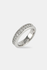 Iced Center Band Ring - 6mm - White