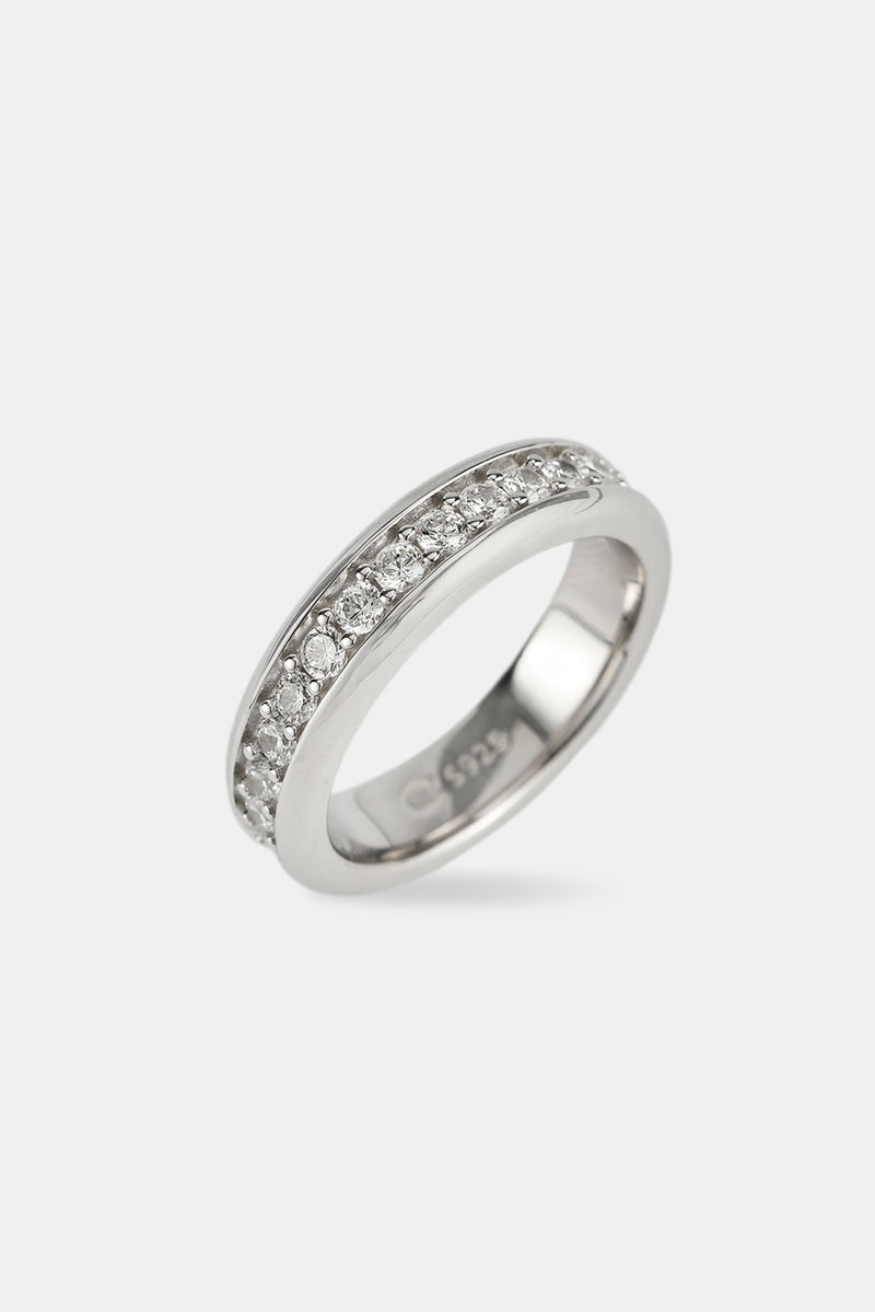 Iced Center Band Ring - 6mm - White | Mens Rings | Shop Band Rings at ...