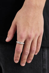 Iced Center Band Ring - 6mm - White