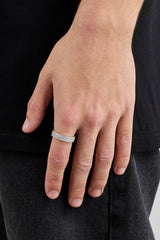 Triple Row Iced Band Ring - 6mm - White