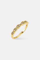 Iced Pear Band Ring - 3mm - Gold
