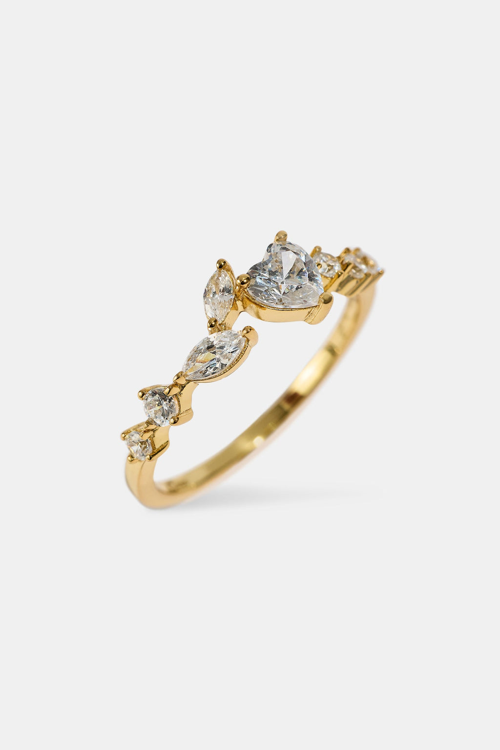 Mixed Shape & Heart CZ Ring - Gold | Womens Rings | Shop Band Rings at ...