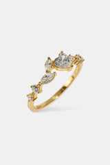 Mixed Shape & Heart CZ Ring - Gold