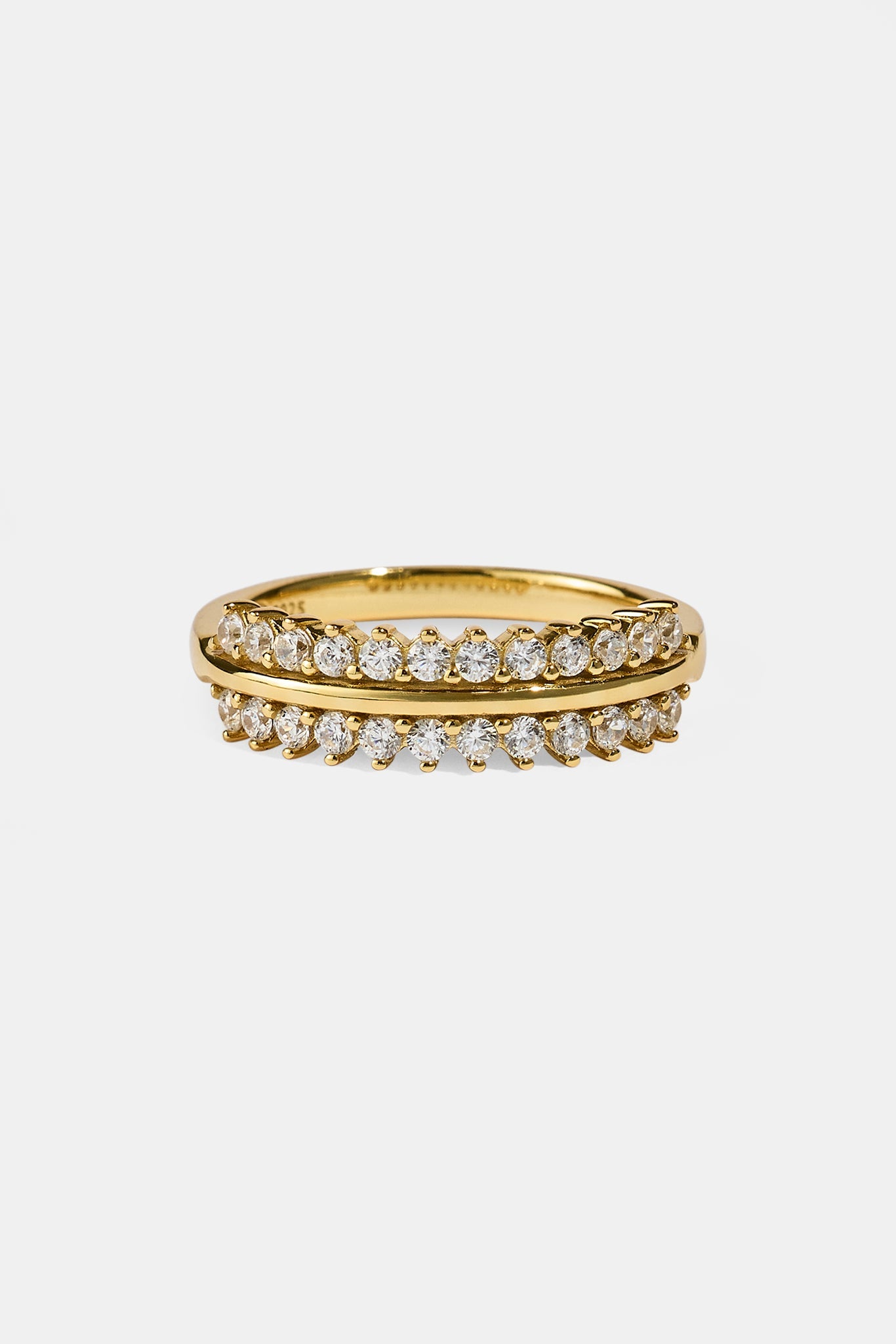 Iced & Polished Oval Band Ring - Gold