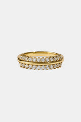 Iced & Polished Oval Band Ring - Gold