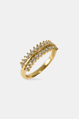 Iced & Polished Oval Band Ring - Gold