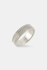 Textured & Iced Band Ring - 6mm - White