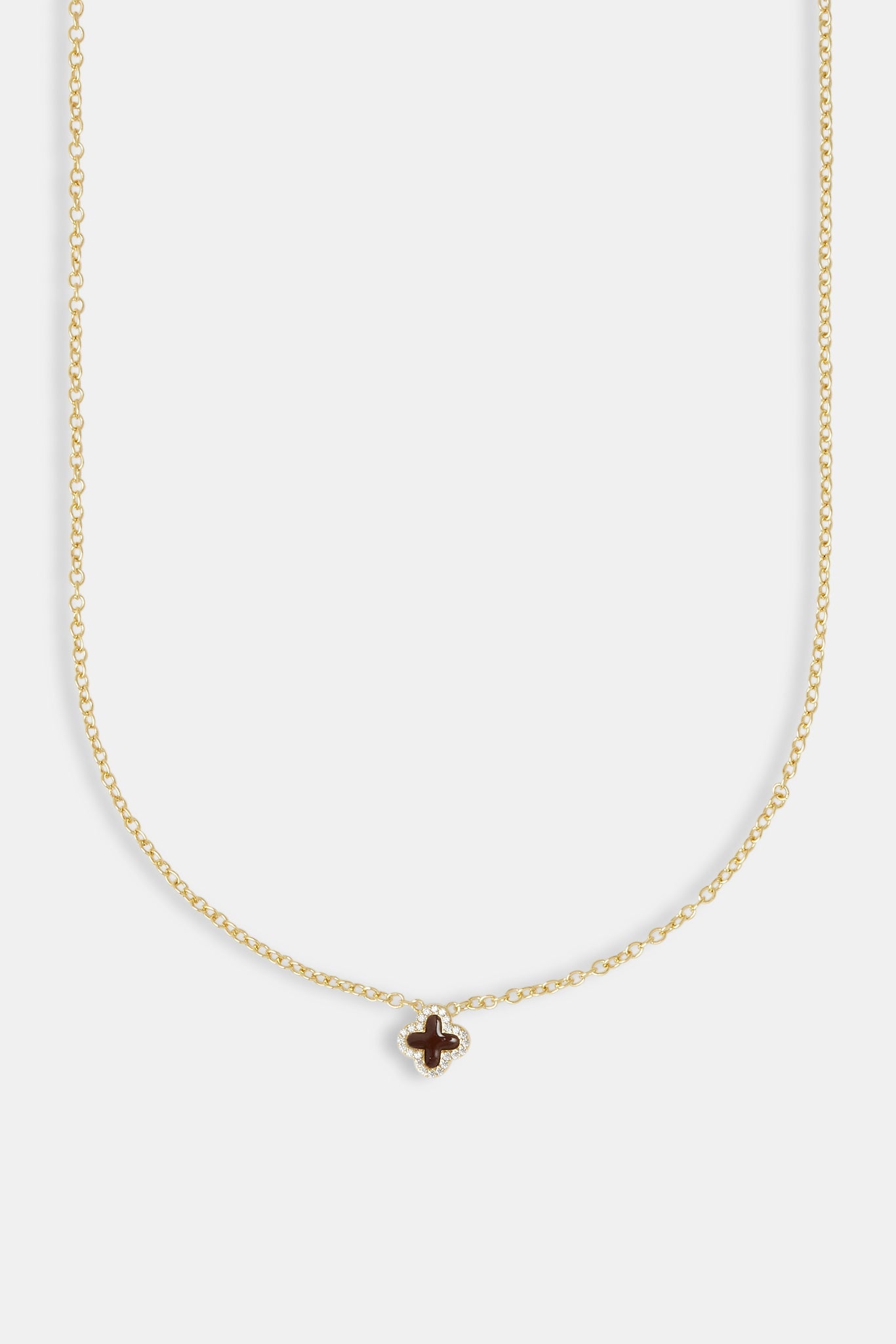 10mm Chocolate Enamel Single Motif Necklace - Gold