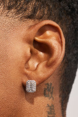Square Baguette Cluster Stud Earrings - 10mm - White