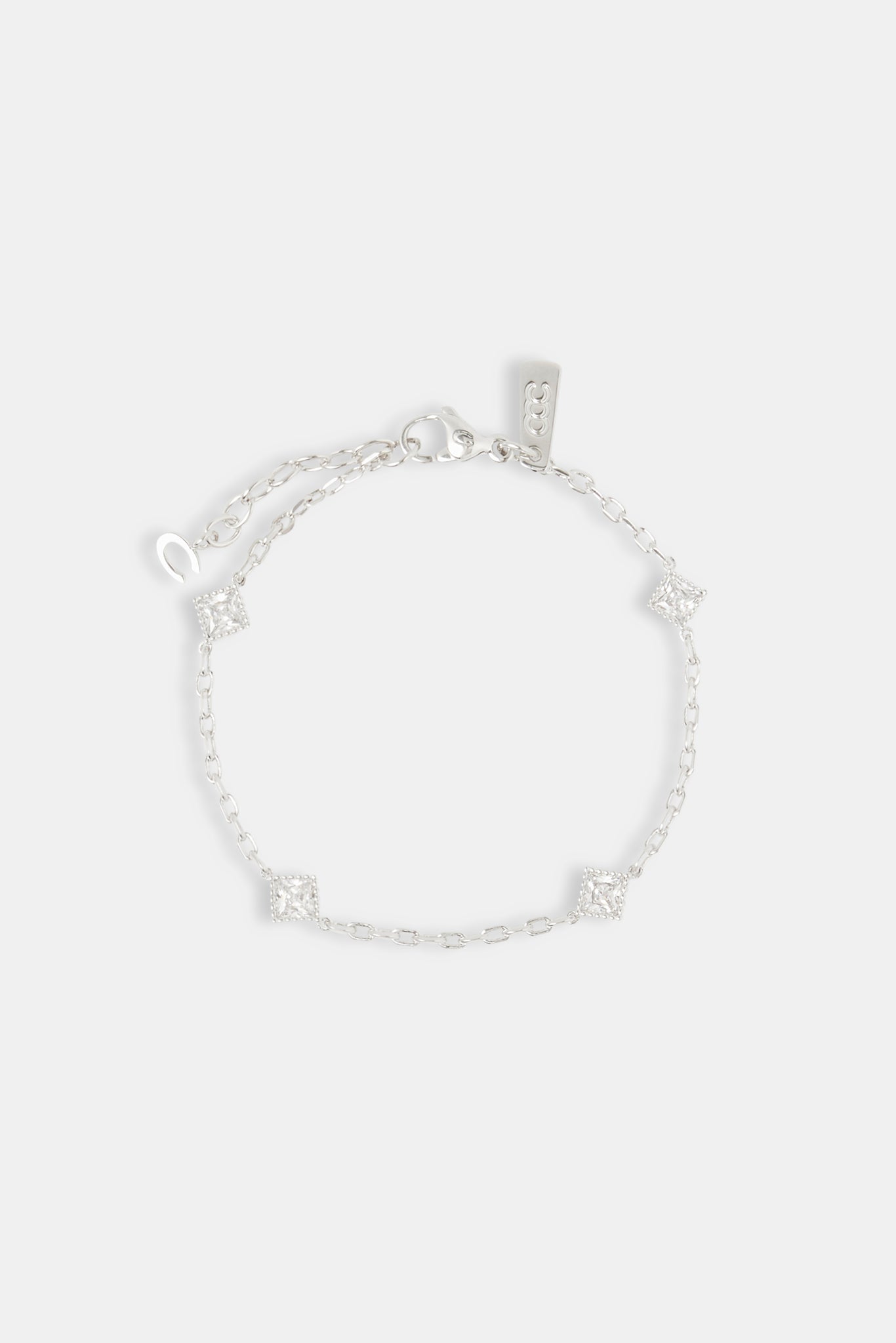 Iced Square Stone Rolo Bracelet - 6mm