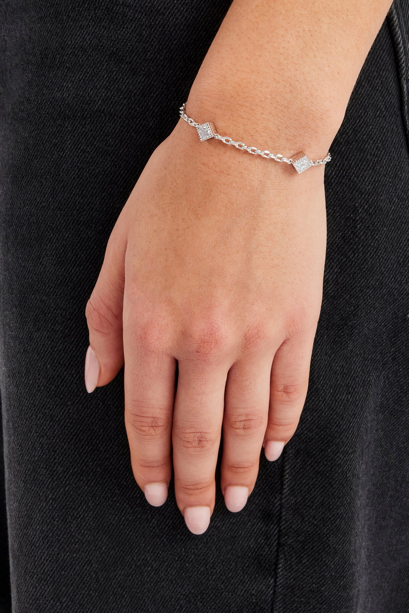 Iced Square Stone Rolo Bracelet - 6mm