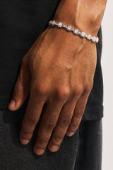 Square Stone Tennis Bracelet - 6mm - White
