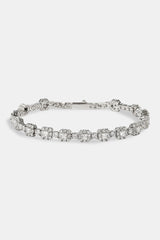 Square Stone Tennis Bracelet - 6mm - White