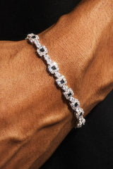 Black Square Stone Tennis Bracelet  - 6mm - White