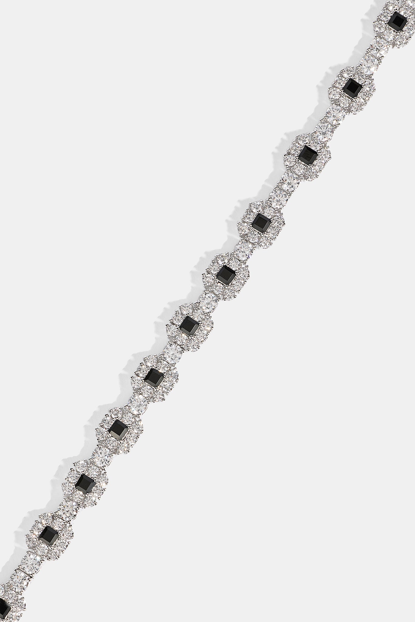 Black Square Stone Tennis Bracelet  - 6mm - White