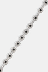 Black Square Stone Tennis Bracelet  - 6mm - White