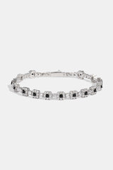 Black Square Stone Tennis Bracelet  - 6mm - White