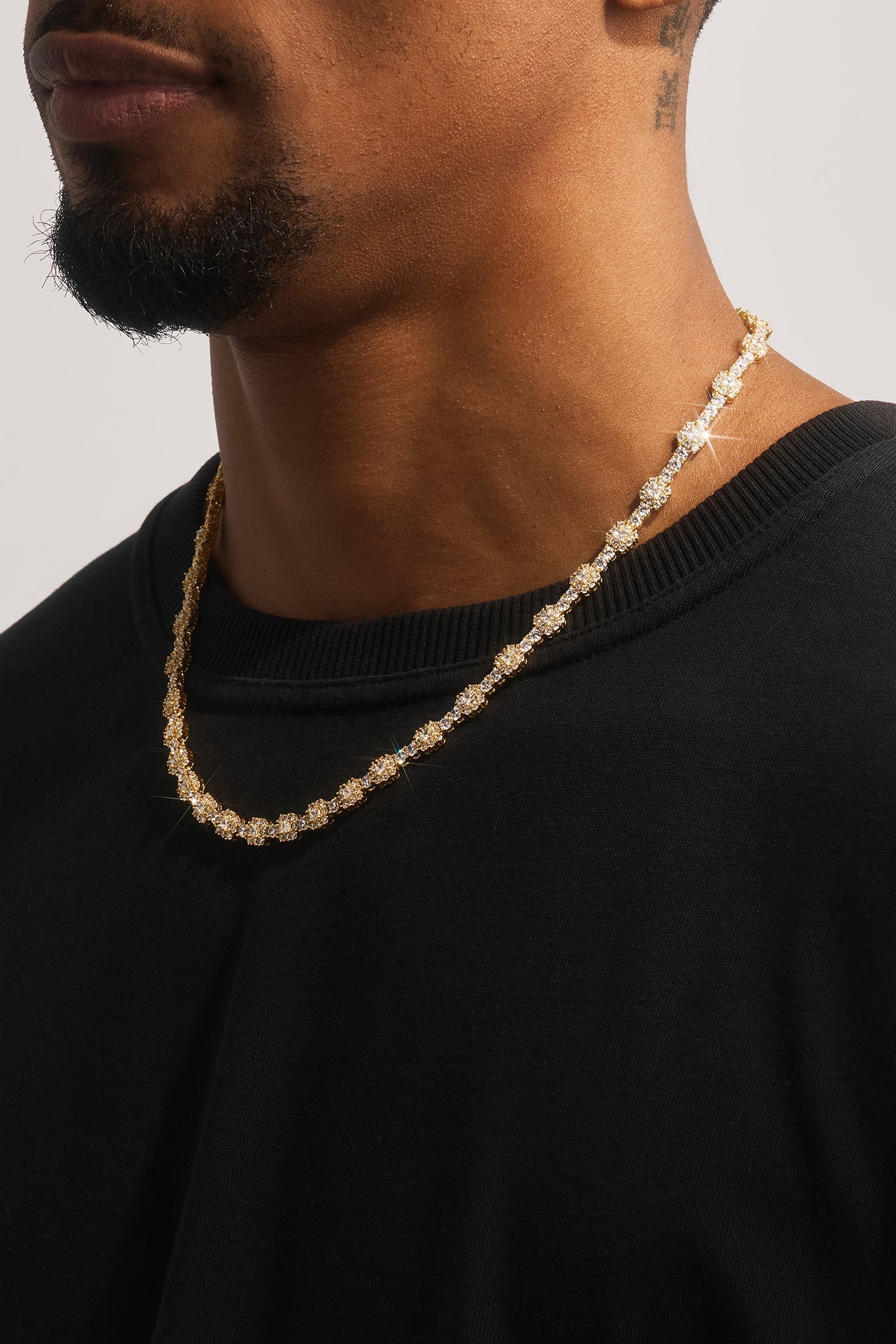Square Stone Tennis Chain - 6mm - Gold